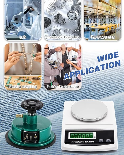 NEWTRY 1000g/0.01g Electronic Fabric GSM Scale Digital Textile Weight Balance with a 0-2mm Disc Sampler Cloth Cutter for Textile Paper Non-Woven Fabrics (110V Scale + Sampler)