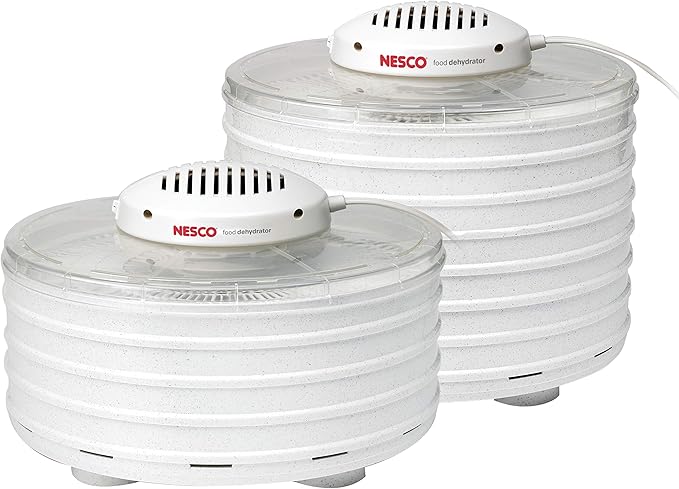 NESCO FD-37 Food Dehydrator, For Snacks, Fruit, Beef Jerky,White/Clear, 4 Trays