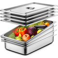 ZeroPone 4 Pack Hotel Pans with Lids, 1/1 Full Size 4" Deep Steam Table Pan, 19 Gauge Thickened Stainless Steel Anti Jam Steam Pan, Commercial Food Storage Containers