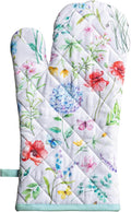 Maison d'Hermine Oven Gloves 100% Cotton Oven Mitt 7" x 13" with Loop Heat Resistant BBQ Cooking Gloves Baking Grilling Gifts for Mothers Day Spring/Summer (Pack of 1, Just Floral)