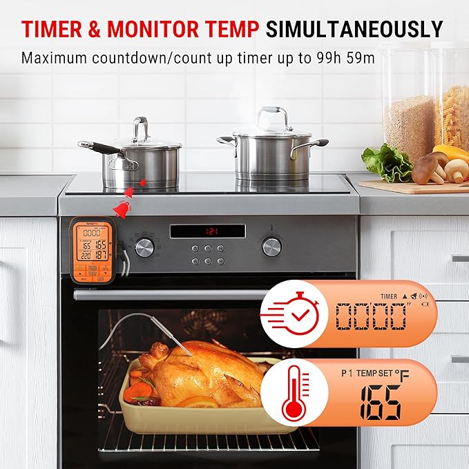 TempPro 500FT Long Range Wireless Meat Thermometer for Grilling and Smoking with 2 Probes, Smoker BBQ Grill Kitchen Food Cooking Digital Thermometer for Meat Turkey (Previously ThermoPro)