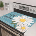 Decorative Stove Top Covers for Electric Stove 28"x20" – Heat Resistant Glass Cooktop Protector Dish Drying Mat – Non-Slip Rubber Backing Washer Top Cover Waterproof Extra Counter Space (Daisy)
