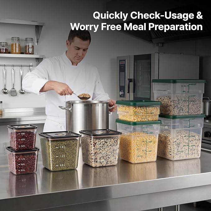 8 Pack Food Storage Containers with Lids；BPA-Free Cereal, Rice, Flour, Pasta & Snack Container, Stackable & Durable,Kitchen Pantry Organizer （0.95qt+1.5qt+2.2qt+3.2qt+4 * 2qt）