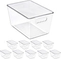 Sorbus Clear Storage Bins with Lids, 10 Pack Large Organization Bins with Handles – Clear Stackable Storage Containers for Storage, Pantry, Fridge, Cabinet, Closet & Kitchen Organization – BPA-Free