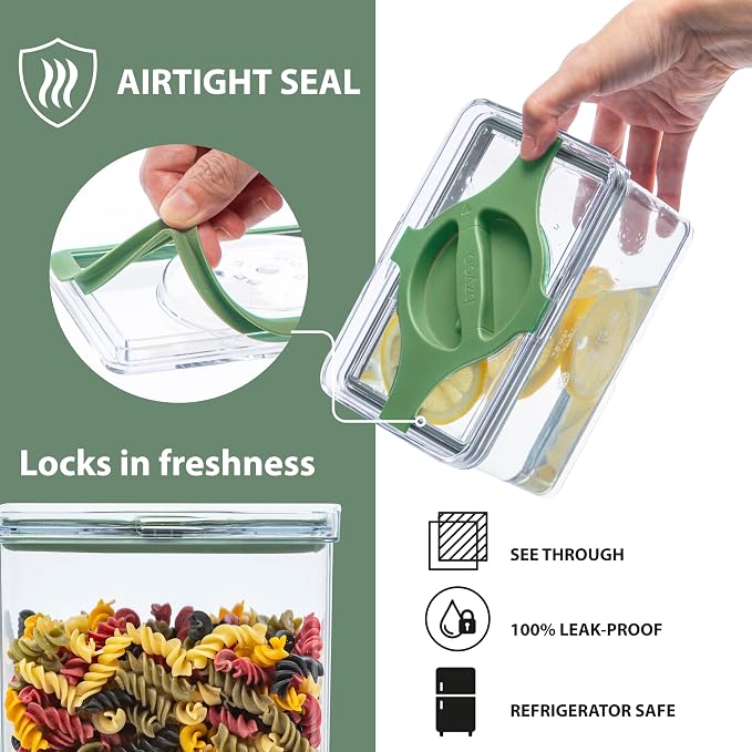 4-Pack Small Pantry Containers, 0.8 QT/0.76 L Clear SAN Food Storage Canisters with Twist-Lock Lids, Stackable for Sugar, Tea Bags, Seasoning, Nuts, Snacks (Green)