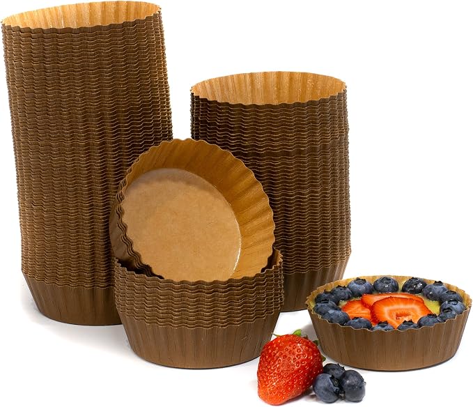 Ridged Paper Coated Baking Cup - Sturdy for Baking and Serving (150)