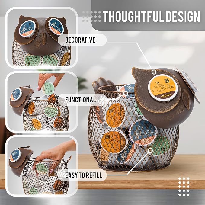 Made Easy Kit Coffee Pod Organizer - Home Coffee Bar Functional Décor - Café Station Countertop Storage Accessories (Sea Turtle)