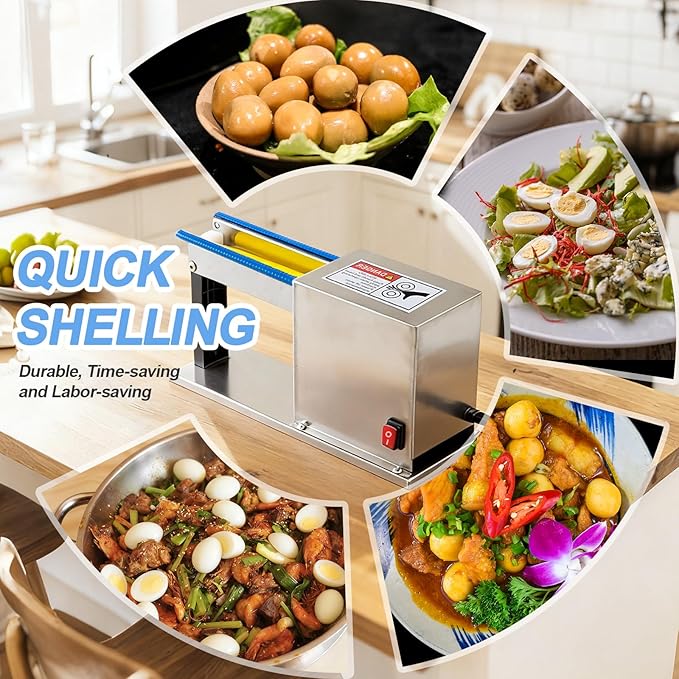 Electric Quail Egg Peeler Machine for Hard Boiled Quail Eggs, Stainless Steel Automatic QuailEgg Sheller Machine for Kitchen, Restaurant & Food Prep