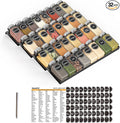 SpaceAid Spice Drawer Organizer with 32 Spice Jars, 386 Spice Labels, 4 Tier Seasoning Rack Tray Insert for Kitchen Drawers, 15" Wide x 17.5" Deep