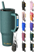 Thicc Buddy - 40 oz Stainless Steel Vacuum Insulated Tumbler with Lid and Straw for Water - Travel Mug Cupholder Friendly - Gifts for Women Men Him Her (Emerald Glitz)