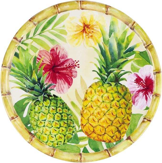 UPware 12 Piece Pineapple Melamine Dinnerware Sets, Outdoor Dishes Set, Plates and Bowls Sets, Service for 4, Multicolor