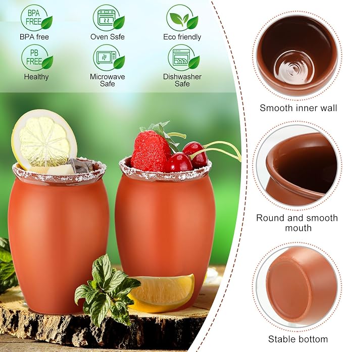 Gejoy 18 Set 20 oz Cantaritos De Barro Mexicanos Cantaritos Shooters Pottery Taco Tuesday Mexican Clay Cup Fiesta De Barro Mexicanos Cocktail Cups Cocktail Glasses for Tequila Margaritas Mojitos
