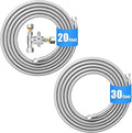20 FT Refrigerator Water Line Kit with 3/8"- 1/4"- 3/8" Tee Stop Valve for Most Brands and Models Refrigerator + 30 FT Premium Stainless Steel Braided Ice Maker Water Hose