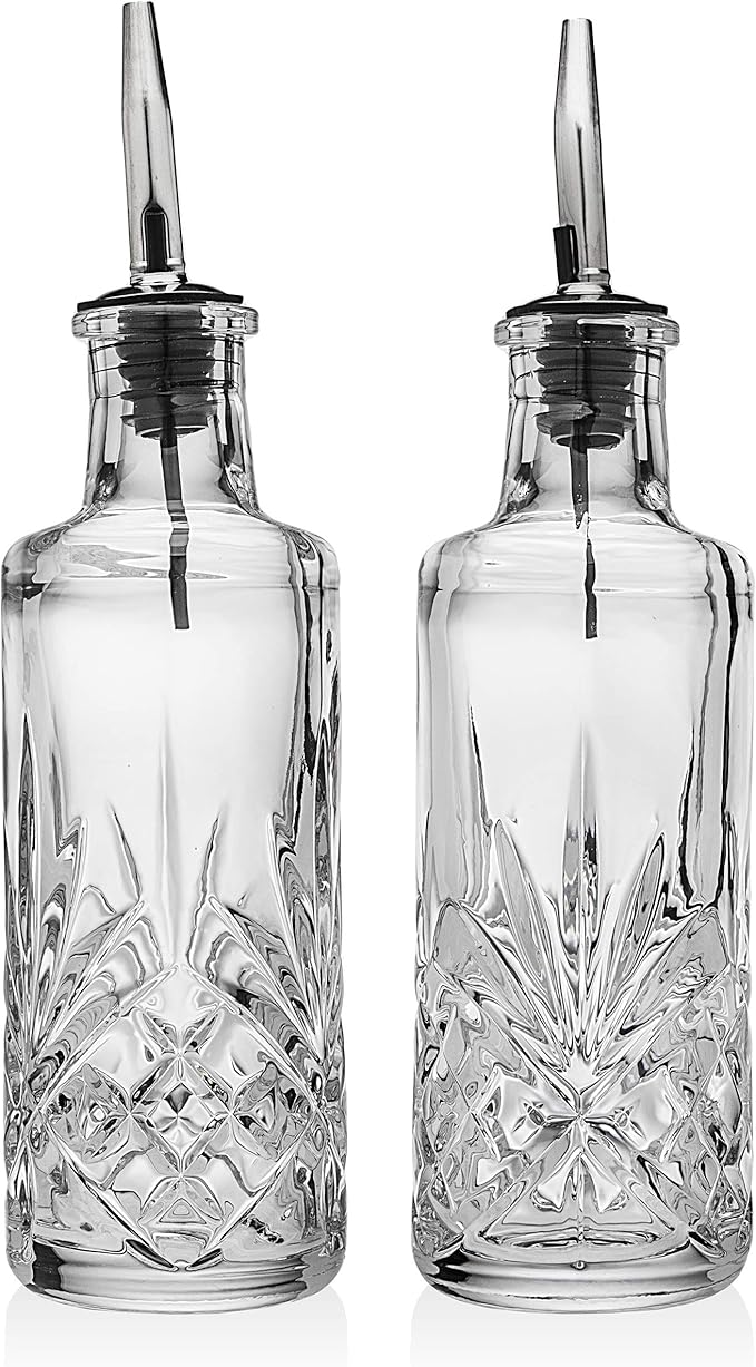 Godinger Oil and Vinegar Dispenser Cruet Set, Condiment Pourer Bottle - Dublin Collection