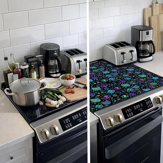 Decorative Electric Stove Top Covers, Heat Resistant Silicone Stove Cover Mat, Stove Top Protectors for Electric Flat Glass Stoves, Adds Extra Counter Space for Small Kitchens and Apartments
