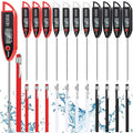 Copkim 12 Set Waterproof Food Thermometer for Water, Liquid, Candle and Cooking Digital Meat Thermometer with Long Probe Instant Read for Kitchen BBQ Grill Candy (Black,White,Red)