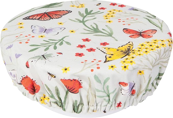 Now Designs Morning Meadow Save It Reusable Cotton Bowl Covers 7.5 and 9.25 inch, Set of 2