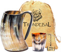 Trondebal Viking Drinking Horn Mug – 15-20 oz Authentic Ox Horn Beer Mug with Burlap Bag & Bottle Opener, Unique Gift for Men, Brother, Dad, Husband, Norse Tankard for Mead Ale & Whiskey