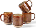 GBhome Large Coffee Mugs Set of 4, 16oz Handmade Stoneware Coffee Mugs Set with Large Handle for Cappuccino/Latte/Tea/Hot Cocoa, Dishwasher & Microwave Safe, Caramel