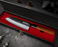 FAMCÜTE Engraved 7‘’ Japanese Santoku Knife, Hand Forged 5-Layer Steel Chef'Knife with Rosewood Handle, Memorial Gifts for husband, Ultra Sharp Kitchen Knife for Dad Birthday Gift (Luxury Wood Box)