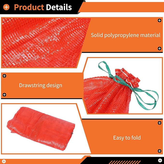 Reusable 40-Piece Mesh Storage Bags For Produce, 35.3 X 23.5 Vegetable Storage Sacks For Potatoes, Onions, Citrus, And Garden Produce,