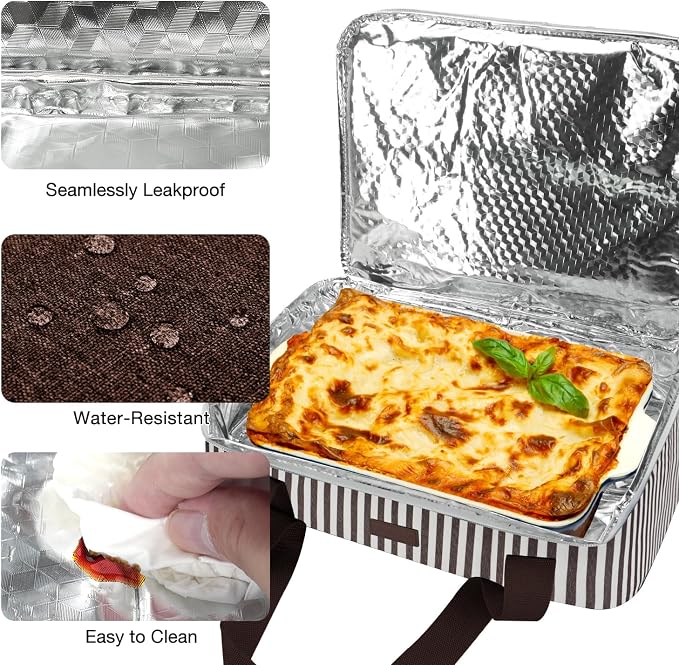 Expandable Casserole Carrier Bag - Double Decker Food Bag, Insulated Casserole Carrier for Hot or Cold Food, Lasagna Holder Tote for Picnics,Beaches,Traveling or Gifts
