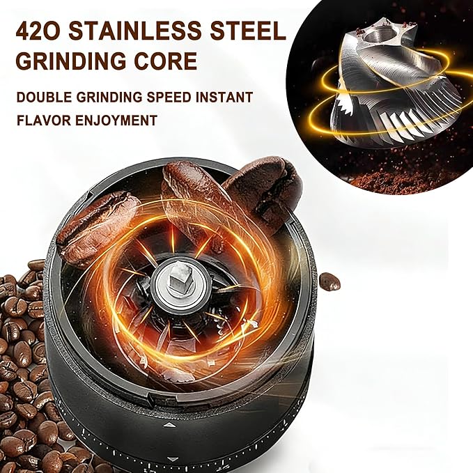 Portable Electric Coffee Grinder Cordless Small Grinders Adjustable Coffee Bean Grinder One-Button Burr Coffee Grinder French Press Moka, for Home, Travel, Camping