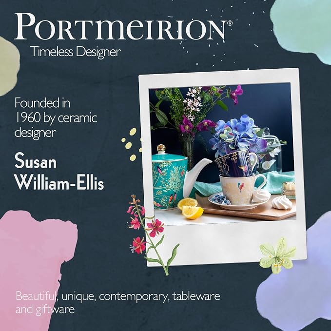 Portmeirion Sara Miller London Chelsea Mug, Navy | 12 Oz Cup for Drinking Tea, Coffee, and Hot Cocoa | Made from Fine China with Gold Detail | Handwash Only