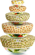 Beeswax Bowl Covers Set of 5 (XS–XL) – Reusable Elastic Food Covers for Bowls – Organic Cotton with Beeswax, Washable & Plastic-Free | Li’l Things- Fruity Fruit