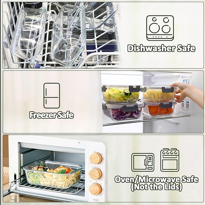 M MCIRCO [15-Pack,13 oz 1.5 Cup Glass Meal Prep Containers, Small Glass Food Storage Containers with Lids,Airtight Lunch Containers, Microwave, Oven, Freezer and Dishwasher Friendly, BPA-free