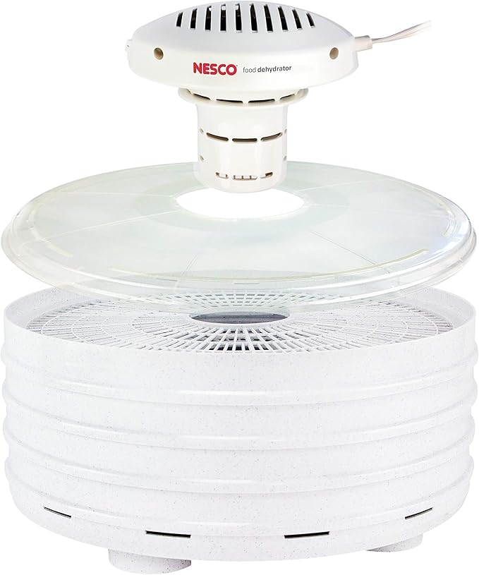 NESCO FD-37 Food Dehydrator, For Snacks, Fruit, Beef Jerky,White/Clear, 4 Trays
