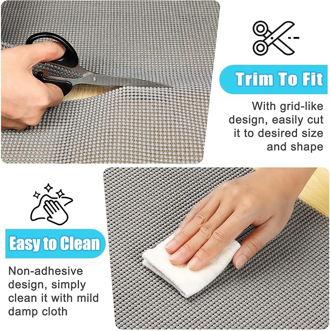 Songrey Non-Adhesive Drawer and Shelf Liner, 12IN x 20FT Non Slip Cabinet Liners, Protect Kitchen Cupboard, Bathroom Drawers, Breathable, Thick Strong Grip mat (Dark Gray)