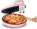 NutriChef Countertop Pizza Maker | 1500W Non-Stick Electric Pizza Cooker | Make 12" Personal Pizzas, Eggs, Toast, Quesadillas & More | Cool-Touch Handles & Space Saving | Temp Range 175-400°F | Pink