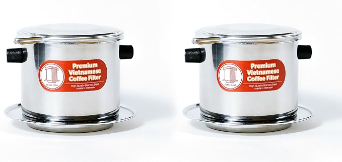 2 Pack Vietnamese Coffee Filter Brewer. Great for travel and camping, 11oz large, Gravity Insert