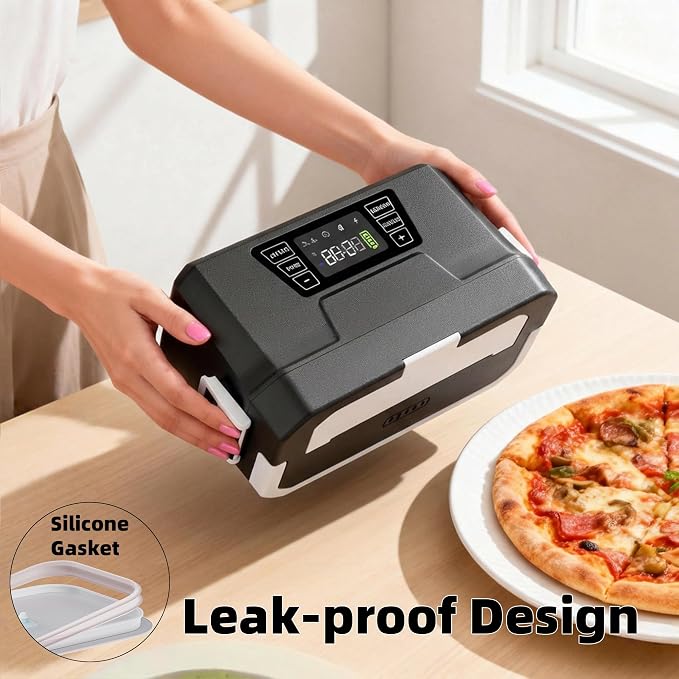 Vabaso Cordless Electric Lunch Box for Adults, App Control Heated Lunch Box with Detachable Battery, 1.2L Self Heating Lunch Box with Timer, Memory & Auto Keep Warm for Work Travel Outdoor