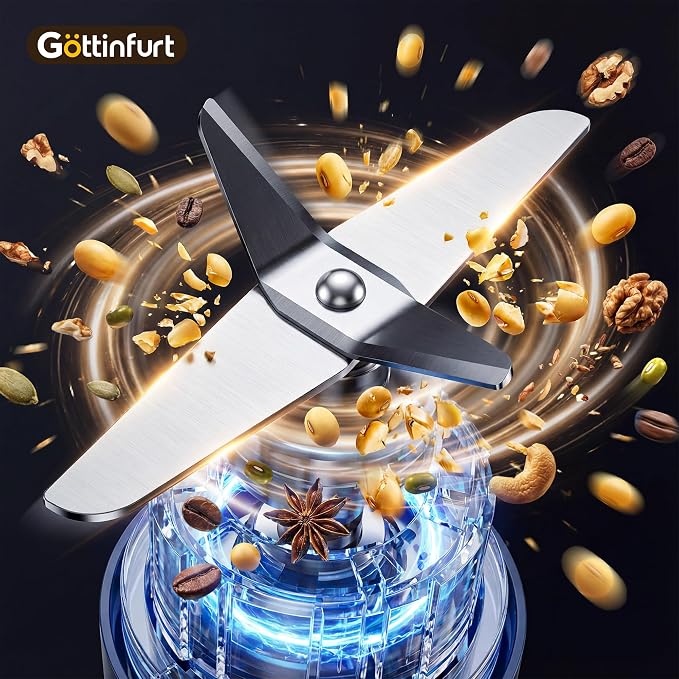 Upgraded Electric Spice Grinder, 800g Electric Grain Mill Grinder Coffee Herb Grinder with Powerful Motor, Stainless Steel Blades & Detachable Bowl, Flour Mill for Spices, Nuts, Grains, Coffee Beans