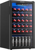EUHOMY Beverage Refrigerator Cooler, 125 Can Mini Fridge with Glass Door for Soda Beer or Wine, Beverage Cooler for Home, Office, Bar with Removable Shelves, Black