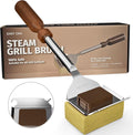 East Oak 16“ Bristle-Free Grill Brush, 2mm Thick Stainless Steel Rod, Heat-Resistant Aramid Sponge Head (900°F), Steam Cleaning Brush with Scraper, Safe for Cast Iron & Stainless Steel Grates