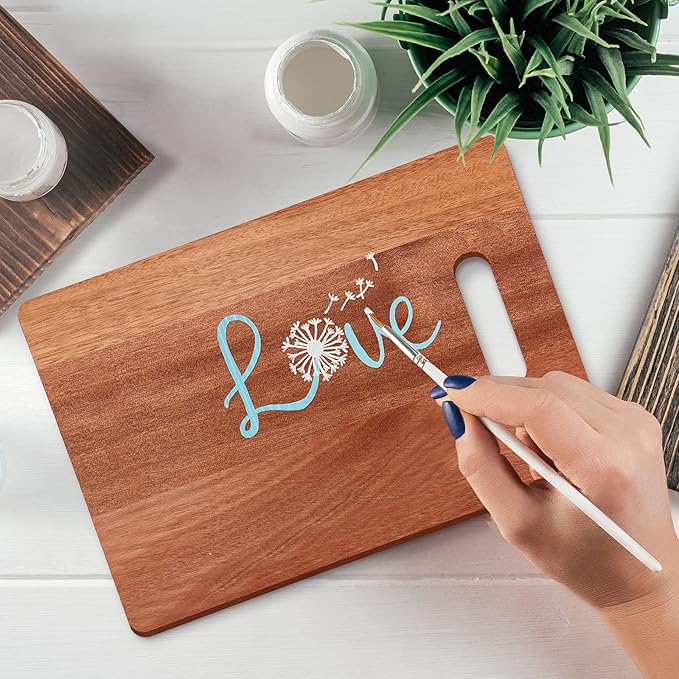 Vesici 18 Pack Bamboo/wood Cutting Board with Handles Bulk Plain Blanks Laser Engraving Chopping Board for Customized Engraving Gifts Crafts for Valentines Mother Women Gifts(Walnut,14''x11'')