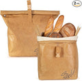 Marscamd Large Reusable Bread Bags for Homemade Bread with Zipper, 2 Pack Sourdough Bread Bags with Handle, Bread Storage Bags for Freezer, Refrigerator, Brown