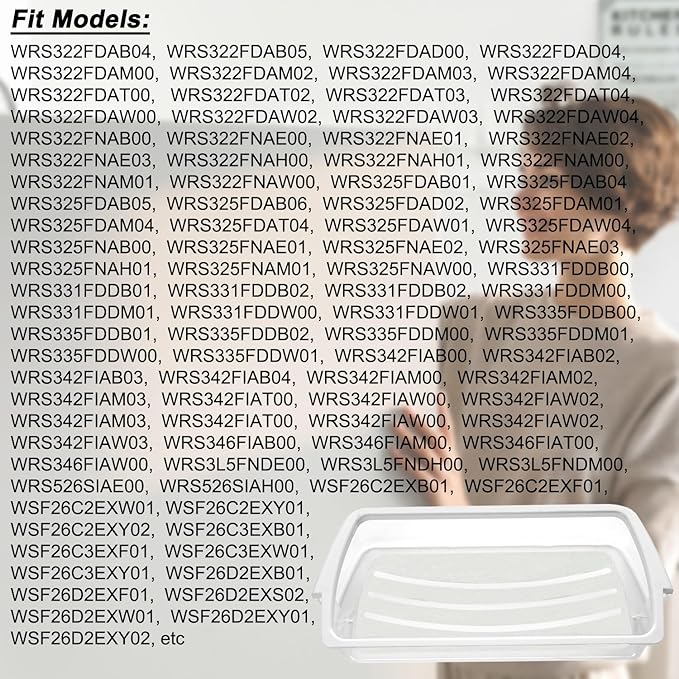 2 Packs Refrigerator Door Shelf Bin Compatible with Whirlpool WRS322FDAB05 WRS322FDAM00 WRS322FDAM03 WRS322FDAM04 WRS322FNAM00 WRS322FNAM01 WRS322FNAW00 WRS325FDAB06 WRS325FDAM04 WRS325FDAT04
