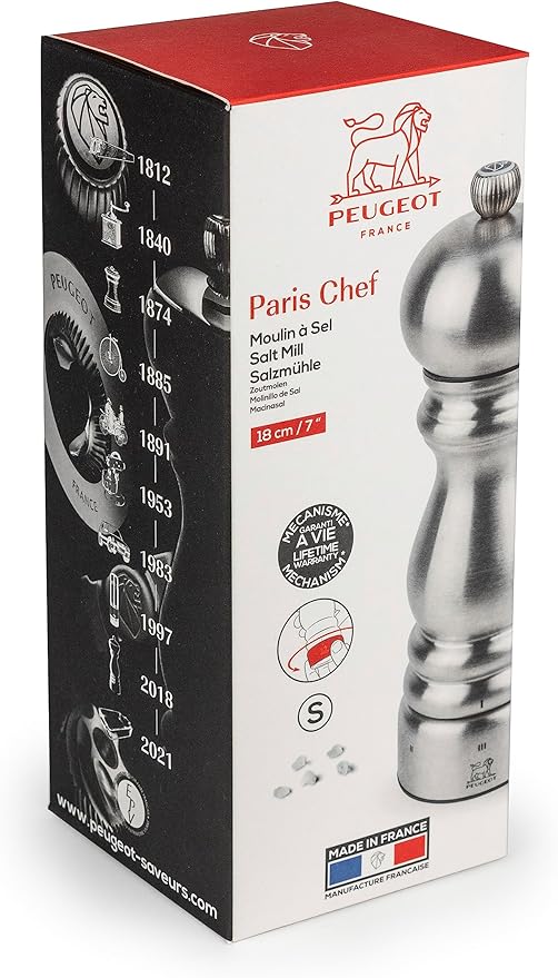 Peugeot - Paris Chef u'Select Manual Salt Mill - Adjustable Grinder - Stainless Steel