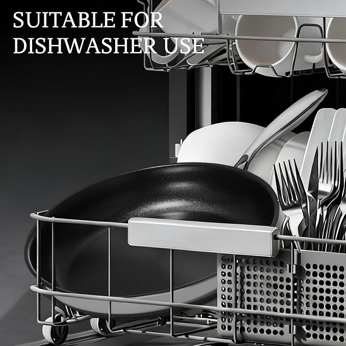 KITEXPERT Titanium Non Stick Frying Pan Set, 8" 10" 12" Ceramic Frying Pans Nonstick, 3 Pieces Non Toxic Skillets Stainless Steel, PFAS, PFOA & PTFE Free, Dishwasher, All Cooktops Compatible