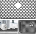 Sink Protectors for Kitchen Sink - Large 28.4"x 15" with Rear Drain Hole Heat Resistant Easy Clean Non-slip Silicone Kitchens Sinks Mat for Bottom of Kitchen Sinks Stainless Steel(Black)-72x38CM