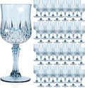 48 Pack Dusty Blue Plastic Wine Glasses, Vintage Plastic Goblets for Parties, Drinking Glasses Unbreakable Glassware Crystal Water Goblets Reusable Drinkware for Wedding Reception Grand Event Party