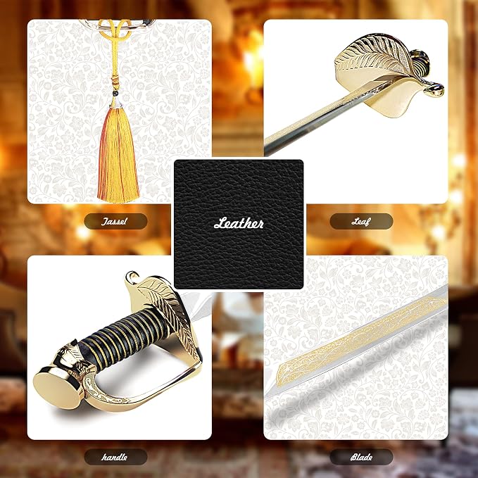 Champagne Saber with Golden Handle & Wooden Gift Box,Pirate Sword Champagne Opener,Sparkling Wine Knife,Champagne Knife Unique Openning Wine with Sabre (Golden)