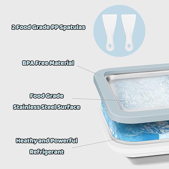 JoyMech Ice Cream Roll Maker Rolled Ice Cream Machine, Sweet Spot Pan, Instant Cold Plate, Ideal for Making Rolled Ice Cream Soft Serve Slushies Frozen Yogurt Sorbet and Gelato (Sky Blue)