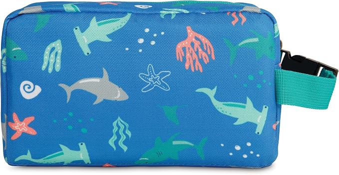 PackIt Freezable Small Insulated Snack Box, Sea Shark, with EcoFreeze Technology (Built-in Ice Pack), Mini Cooler or Small Lunch Bag, For Fresh Snacks On the Go, for Work, Gym, or Travel