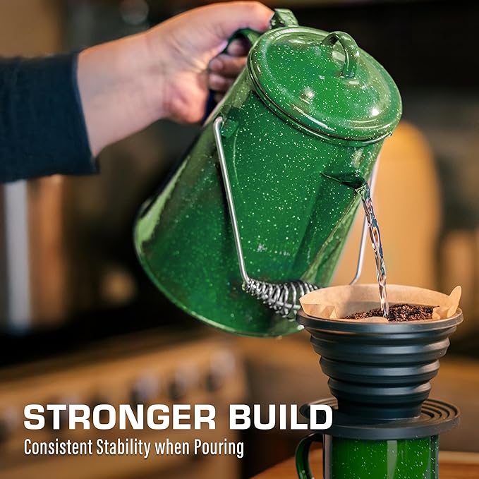 COLETTI Classic Camping Kettle 60 oz — Tea and Camp Kettle, NO Aluminum or Plastic, Ideal for Boiling Water [Green Enamel]