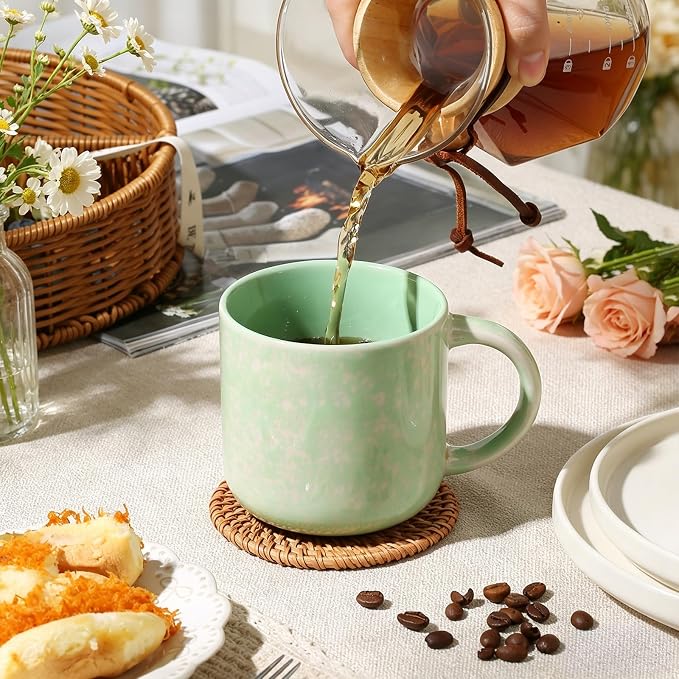 MONITO 12 OZ Coffee Mugs Set of 6, Modern Coffee Mugs Set with handle for Tea/Latte/Cappuccino/Milk/Cocoa.